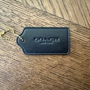 Coach Black LARGE Leather Hangtag with Gold Chain